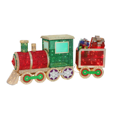 Pre lit tinsel shops Christmas train